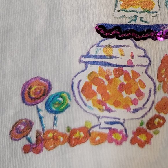 HTF Lands End Paris Macaroon Candy Cupcakes Girls Long Sleeve Graphic Tee Sz M - Picture 6 of 15